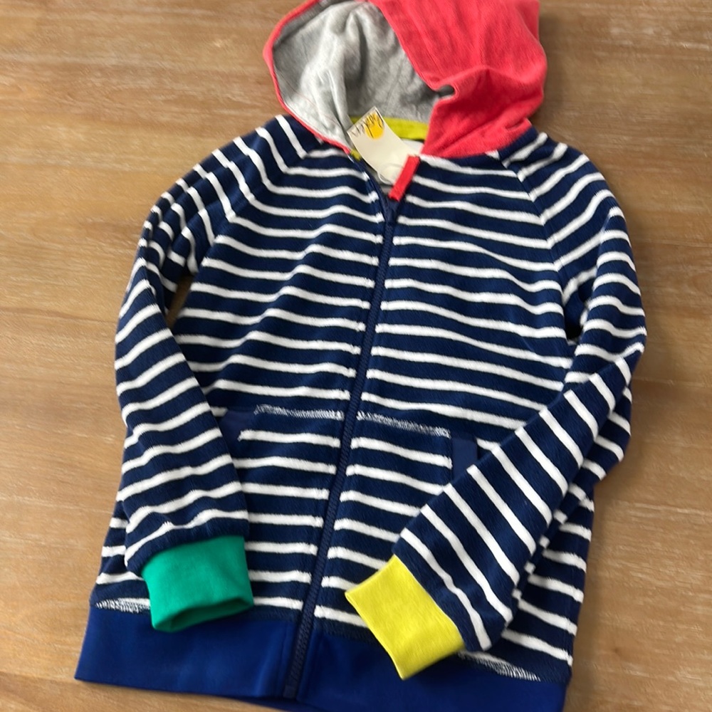 Mini Boden Striped Hoodie - Blue, White, Red, Green, Yellow
